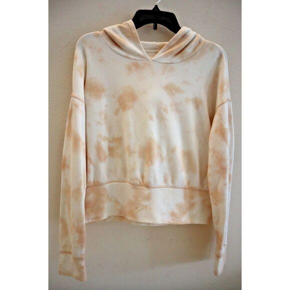 Offline x Aerie Women's Sz S Peach/White Tie Dye Cropped Hoodie Sweatshirt - Picture 1 of 6
